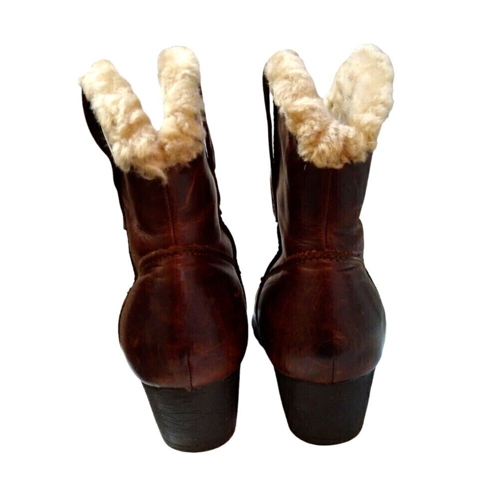 Born Womens Ankle Boots Size 9 Brown Distressed Leather Sherpa Lined Comfort - Picture 3 of 8
